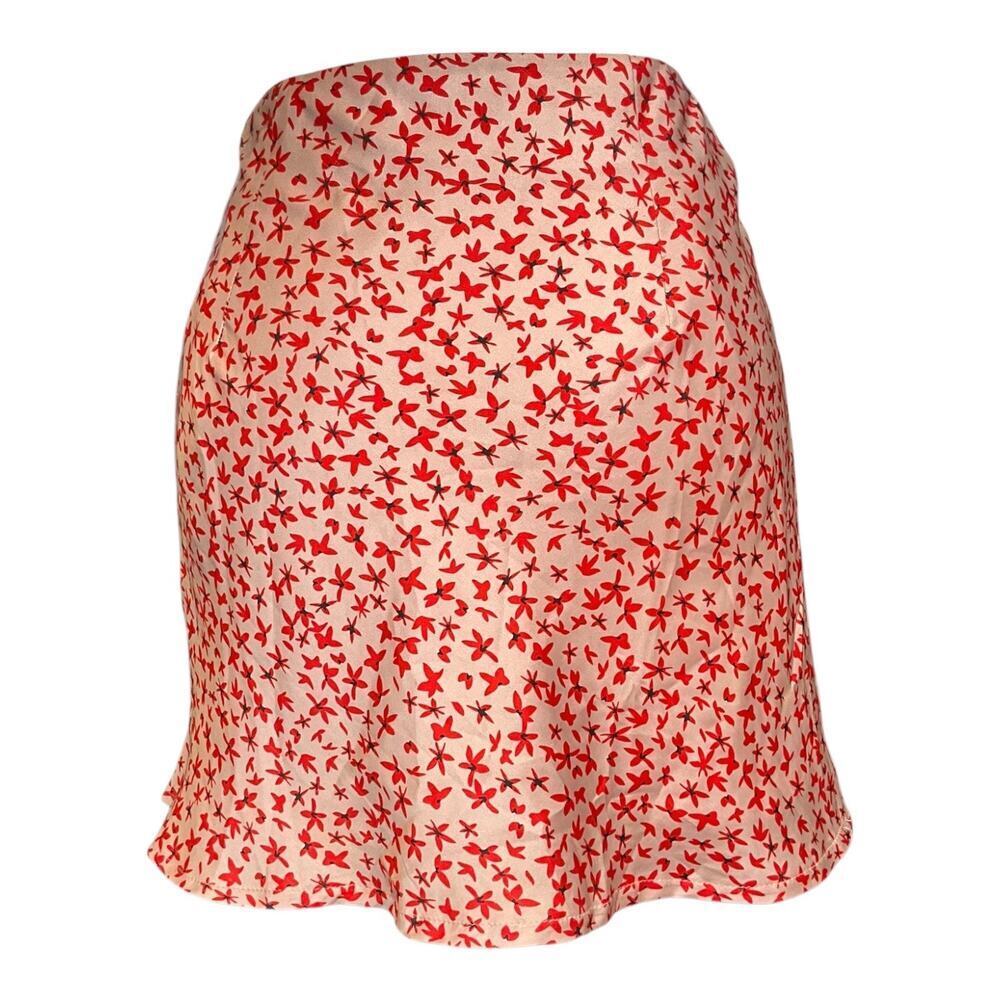 Princess Polly Floral Satin Mini Skirt Y2K Coquette Slip Skirt Red Pink Size 2